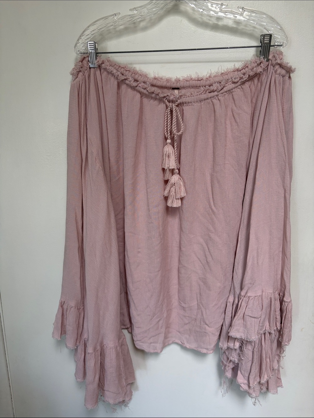 Free People Blush Pink High-Low Tassel Boho Skirt